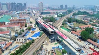 顺利合龙!济宁王母阁路跨线桥转体梁成功实现“双转体”