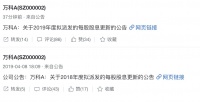 万科调整2019年度派息计划 每10股派10.16元