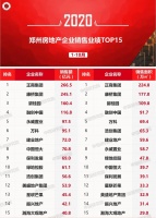 2020年1-10月郑州房地产企业销售排行榜