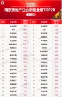 2020年1-11月南京房地产企业销售业绩排行榜