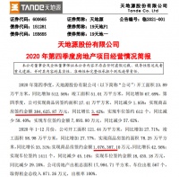 天地源2020年商品房销售107.6亿按年增43%
