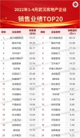 2022年1-4月武汉房地产企业销售业绩TOP20
