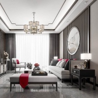 96㎡现代中式,浪漫又好看的新中式蓝,端庄又华丽