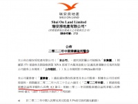 瑞安房地产上半年归母净利4.3亿同比减少超六成