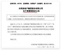 光明地产：公司副总裁陈万钧辞职