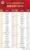 2023年1-8月青岛房地产企业销售业绩TOP20