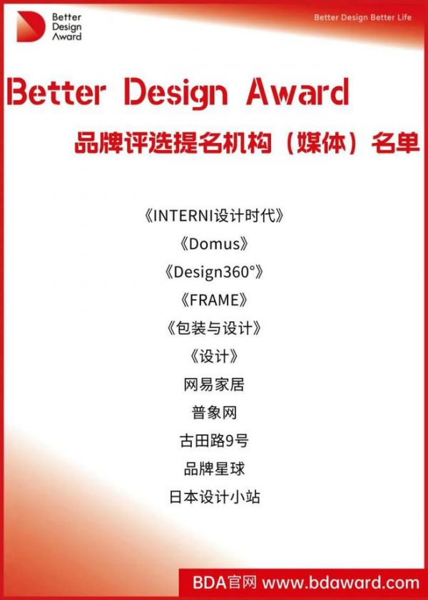 越来越好国际设计大赛（BDA）品牌评选提名机构名单