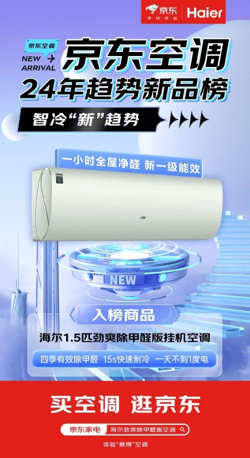 京东空调2024年趋势新品榜揭晓 小米、美的、格力等品牌上榜