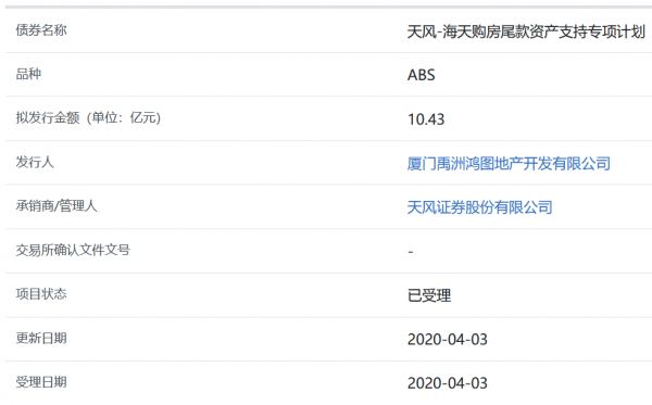 厦门禹洲鸿图10.43亿元购房尾款ABS获上交所受理-中国网地产