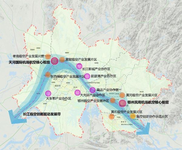 武汉城市圈航空港经济综合实验区空间结构示意图