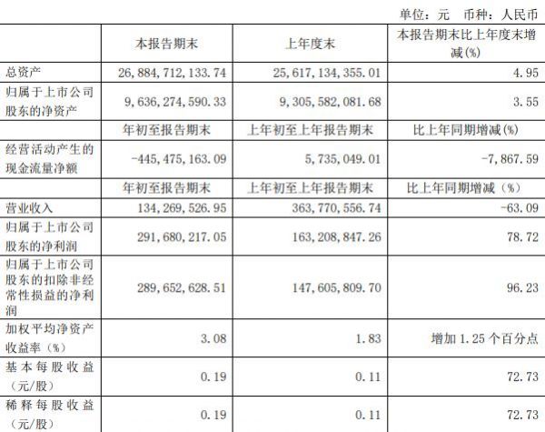 张江高科：一季度归属股东净利润2.92亿元 同比增长78.72%-中国网地产