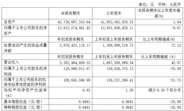 大名城：一季度归属股东净利润1.19亿元 同比降25.08%-中国网地产