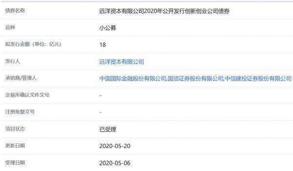 远洋资本18亿元小公募公司债券获上交所受理-中国网地产