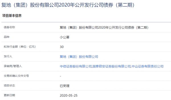 复地集团30亿元公司债券已获上交所受理-中国网地产