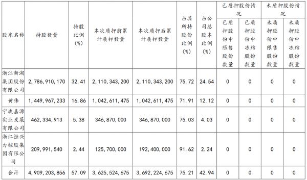 新湖中宝：浙江恒兴力控股解除质押6670万股股份 占公司总股本0.78%-中国网地产