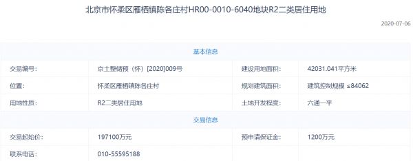 北京19.71亿元挂牌1宗预申请地块-中国网地产