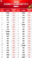 2020年上半年苏州房地产企业销售业绩排行榜