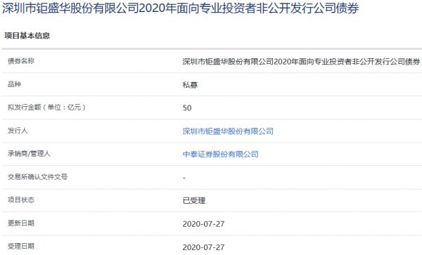 钜盛华50亿元私募公司债券已获上交所受理-中国网地产