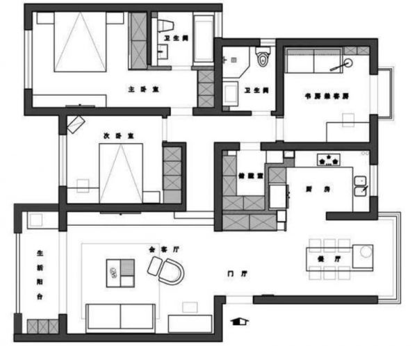 73㎡的loft复式，宽敞书房+二层卧