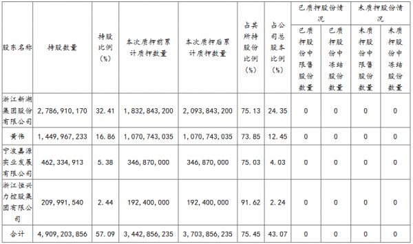 新湖中宝：新湖集团解除质押2.545亿股股份 再质押2.61亿股股份-中国网地产