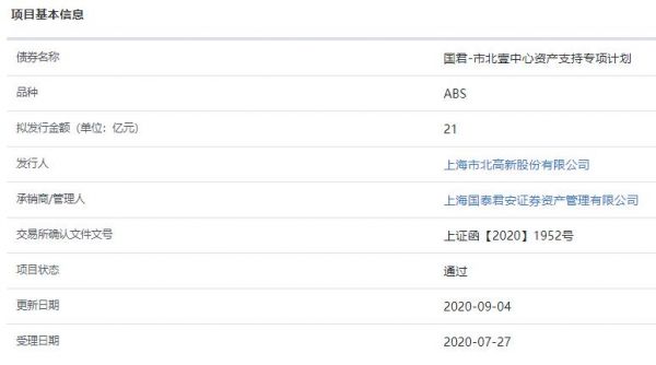 市北高新21亿元资产支持ABS已获上交所通过-中国网地产