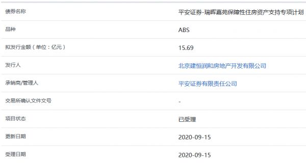 瑞晖嘉苑15.69亿元保障性住房ABS获上交所受理-中国网地产