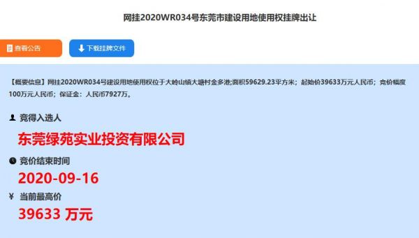 华为3.96亿元竞得东莞大岭山镇1宗商住用地-中国网地产