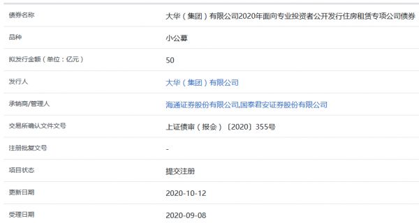 大华集团50亿元住房租赁公司债券在上交所提交注册-中国网地产
