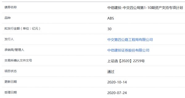 中交四公局30亿元ABS获上交所通过-中国网地产