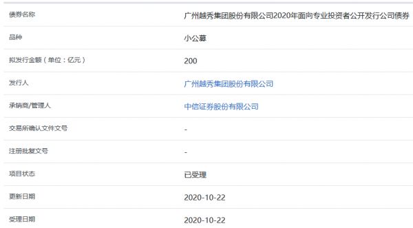 越秀集团200亿元小公募公司债券获上交所受理-中国网地产