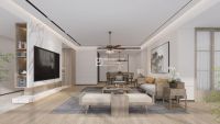 湖滨花园现代极简风整装设计345㎡效果图赏析