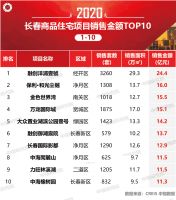 2020年1-10月长春房地产企业销售业绩排行榜
