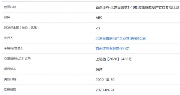 北京首置房地产20亿元应收账款ABS获上交所通过-中国网地产