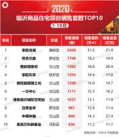 2020年1-10月临沂房地产企业销售业绩排行榜