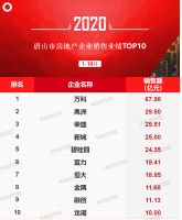 2020年1-10月唐山房地产企业销售业绩排行榜