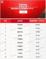 2020年1-10月西安房地产企业销售拿地排行榜