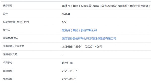 黑牡丹6.58亿元小公募公司债券在上交所提交注册-中国网地产