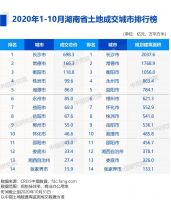 2020年1-10月湖南房地产企业拿地排行榜