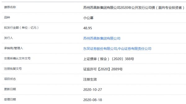 苏高新集团48.95亿元公司债券在上交所注册生效-中国网地产