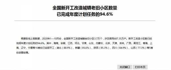 住建部：全国新开工改造小区数已经完成年度计划任务的94.6%-中国网地产