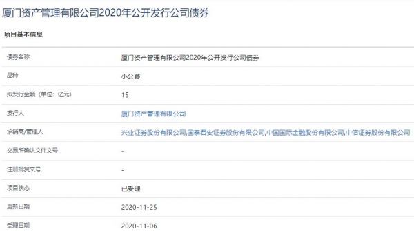 厦门资产管理15亿元公司债券已获上交所受理-中国网地产