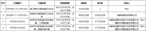 成都市7.54亿元出让3宗地块 弘阳联合体5.48亿元竞得2宗-中国网地产