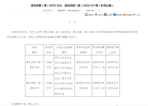 不再无限延期！北辰两地块12月即将竞拍-中国网地产