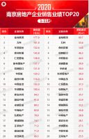 2020年1-11月南京房地产企业销售业绩排行榜