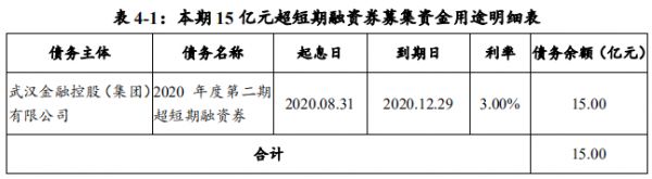 武汉金控：成功发行15亿元超短期融资券 票面利率3.80%-中国网地产