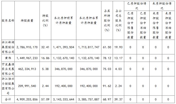 新湖中宝：新湖集团质押2.42亿股公司股份 占总股本的2.82%-中国网地产