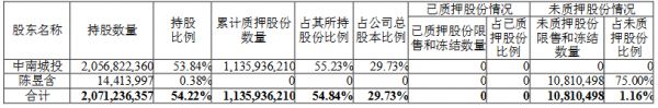 中南建设：中南城投质押1.075亿股公司股份 占总股本的2.81%-中国网地产