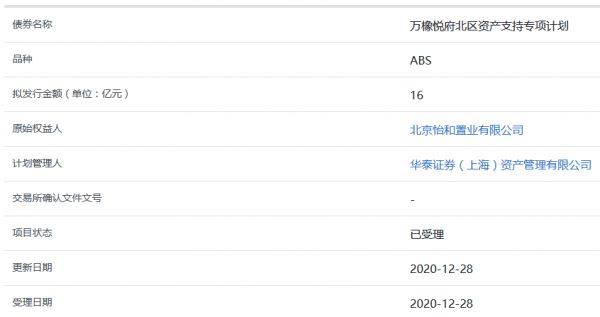 万橡悦府北区16亿元ABS获上交所受理-中国网地产