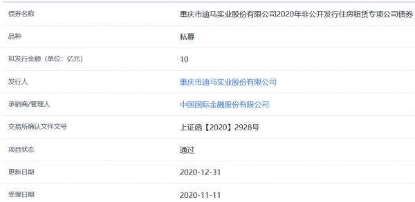 迪马股份10亿元非公开发行住房租赁专项公司债券获上交所通过-中国网地产