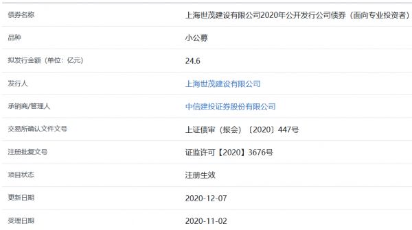 上海世茂建设24.6亿元公司债券在上交所注册生效-中国网地产